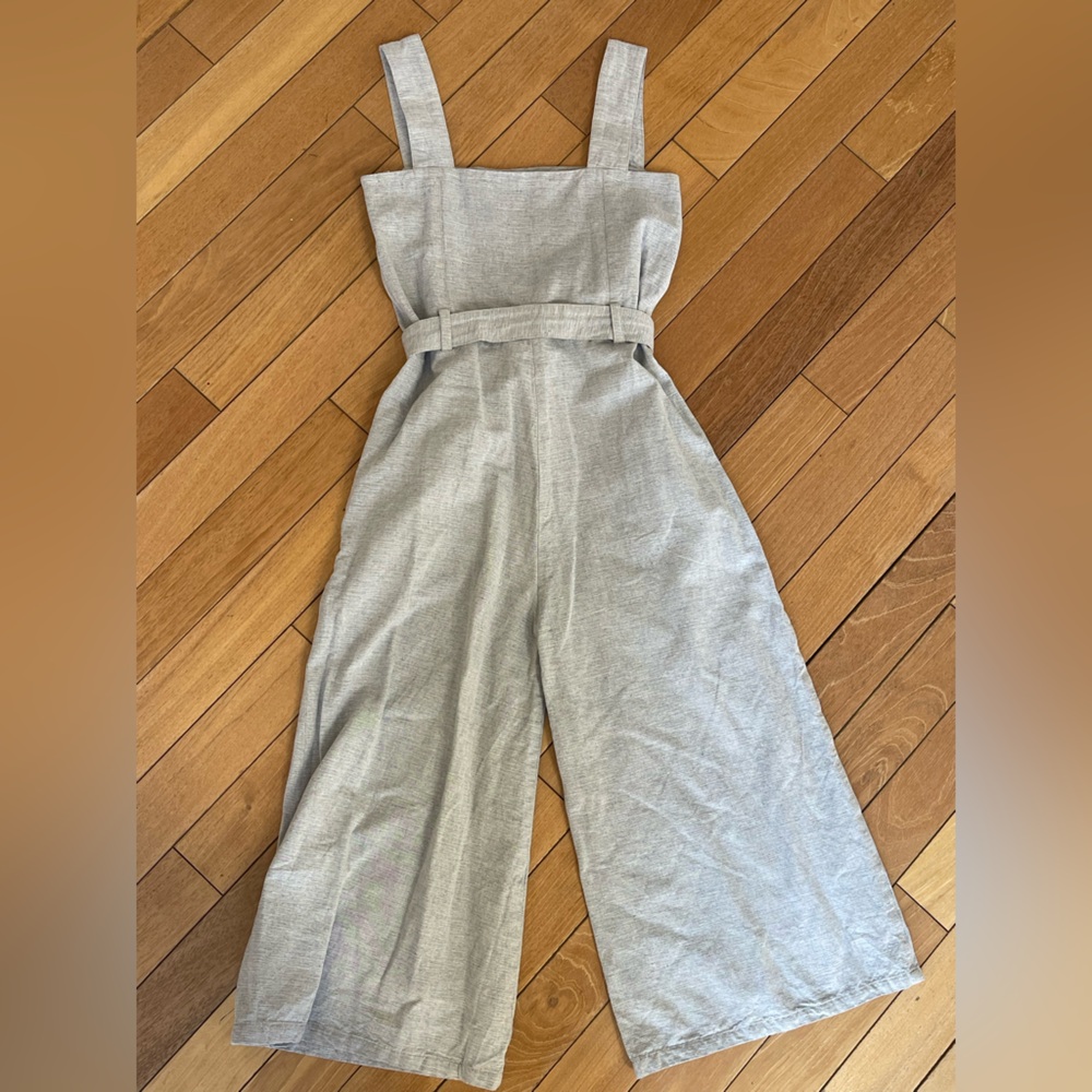 People Tree Organic Cotton Gray Wide-Leg Jumpsuit Belted Size 8 - Picture 13 of 13